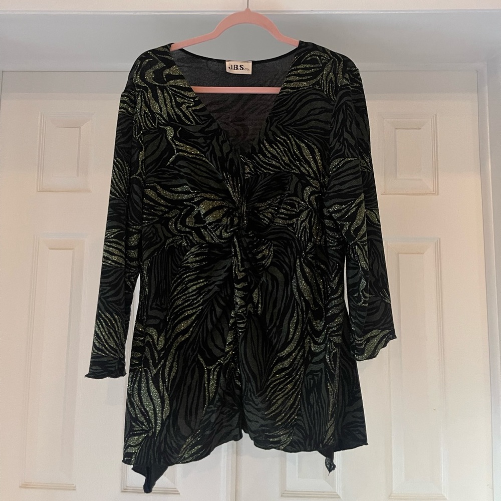 Jbs Ltd Womens Black Blouse with Sparkle Tiger stripe pattern